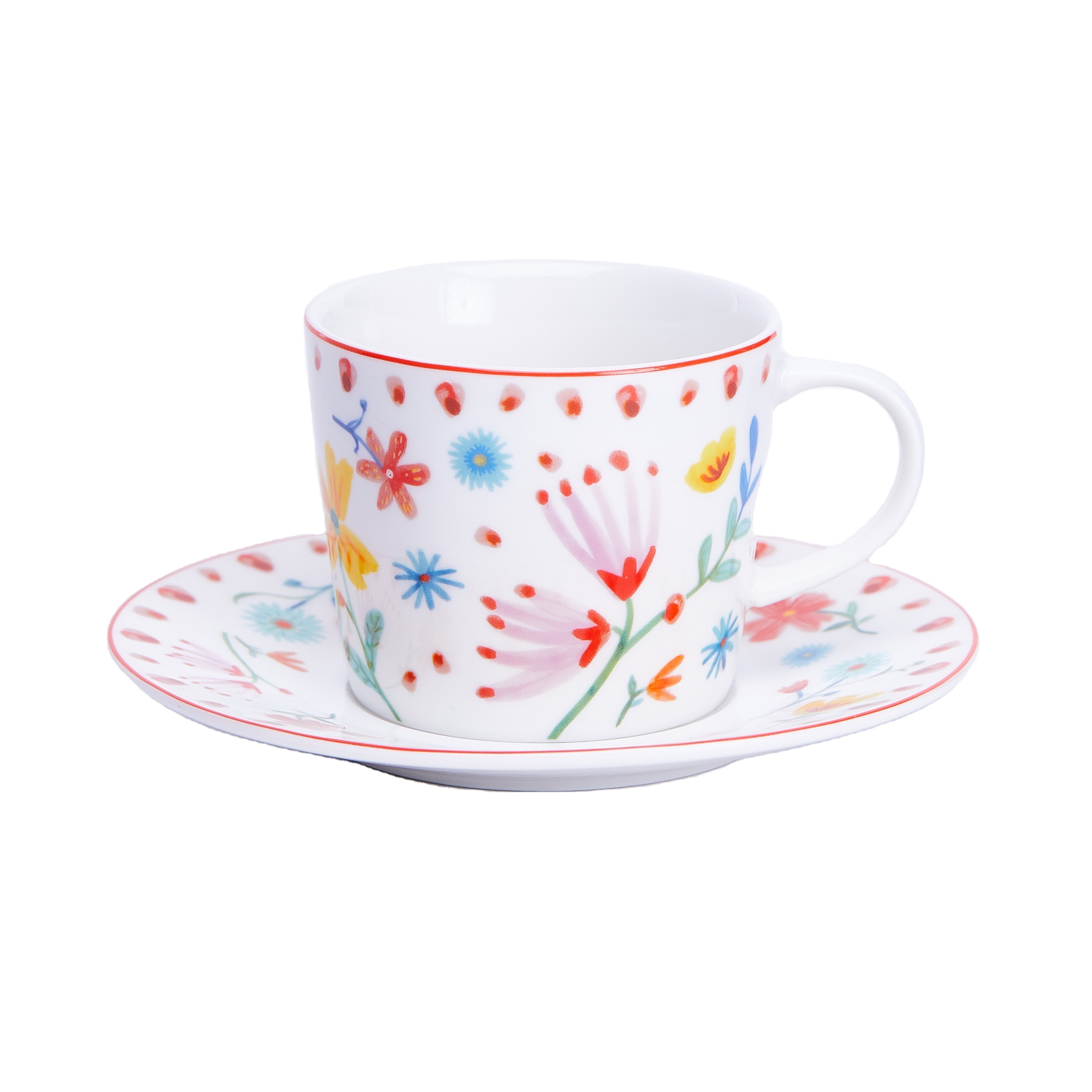 Set Coffee turkish arabic 90cc Round L Shape Handle Cup/& Saucer Set porcelain