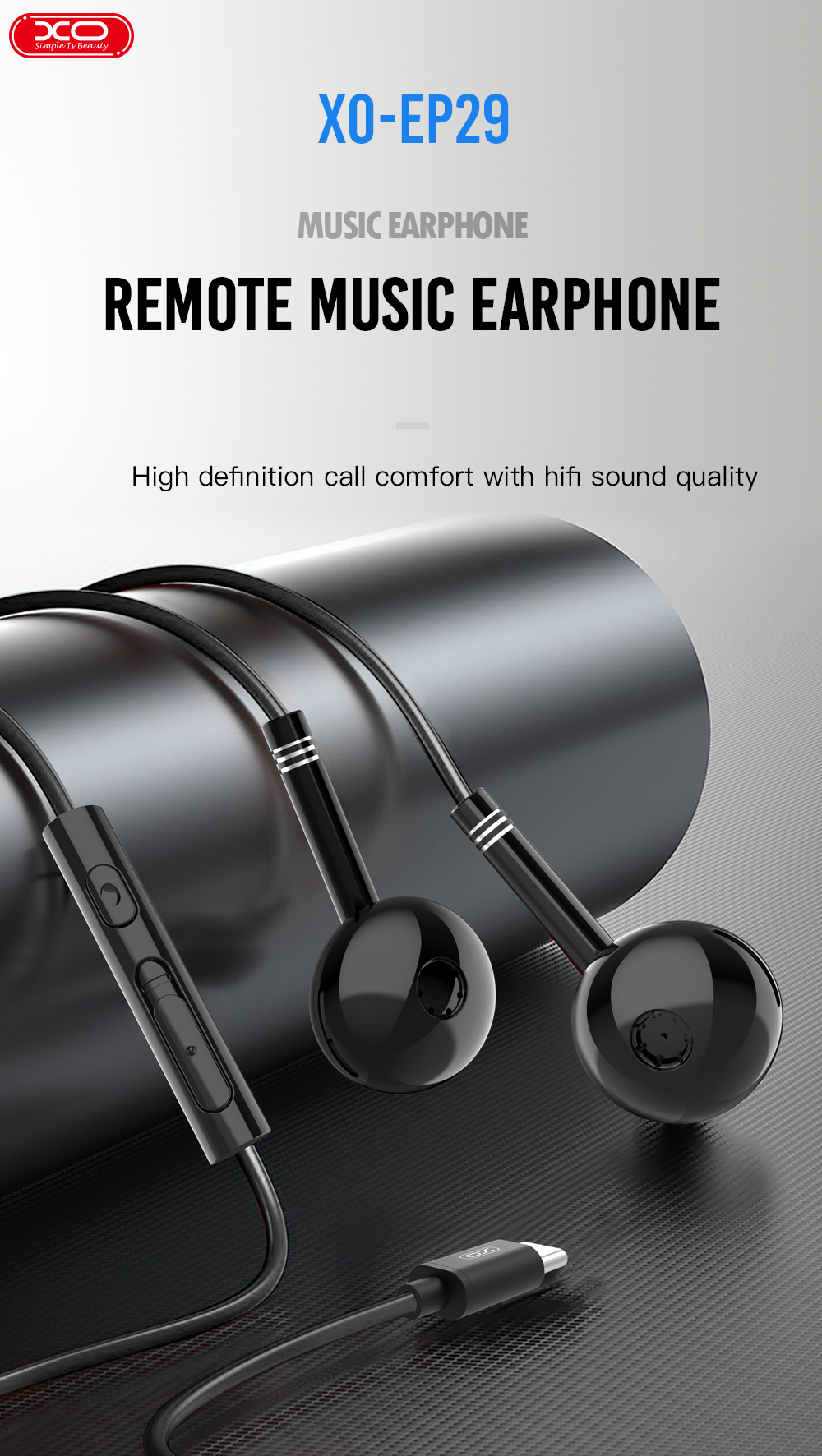 XO Hot Selling  EP29 Type-c  Music  Earphone  Headphone Earphone  Stereo Earbud Wire  In Ear For Mobile Phone