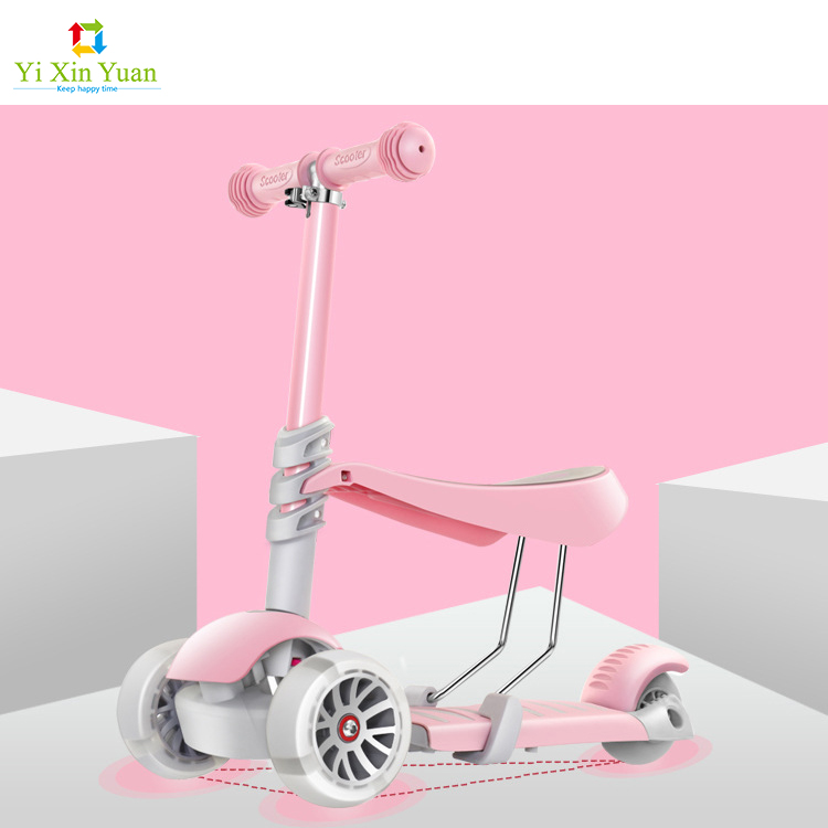 Новый трехколесный детский скутер с мягким сиденьем, складной, с большим колесом, детский скутер с регулируемой высотой