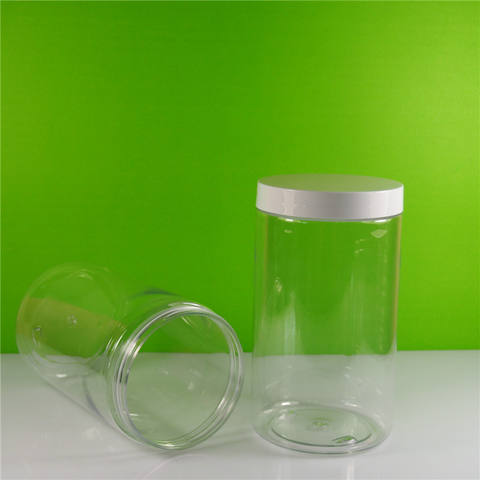 食品用宽口圆筒圆形宠物塑料饼干糖果罐