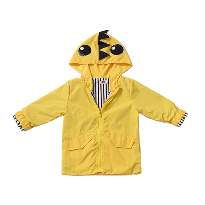Детская куртка; Детская осенняя Ветровка унисекс с милым динозавром; Длинная Куртка для малышей