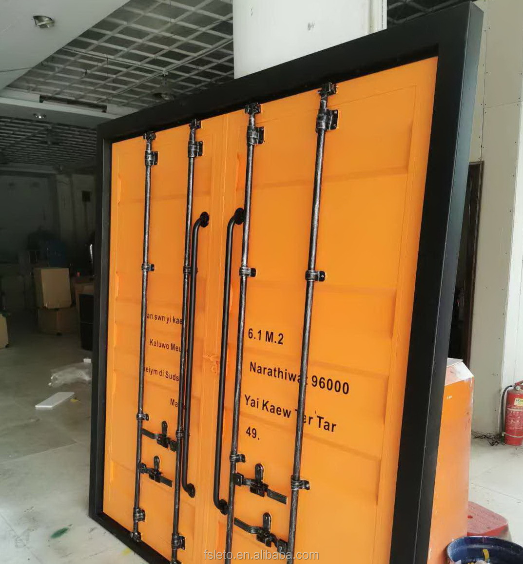 集装箱风格金属门双摆动入口门定制订单可选标志尺寸颜色设计