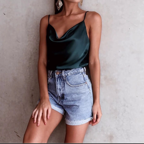 green tank top silk smooth tank top