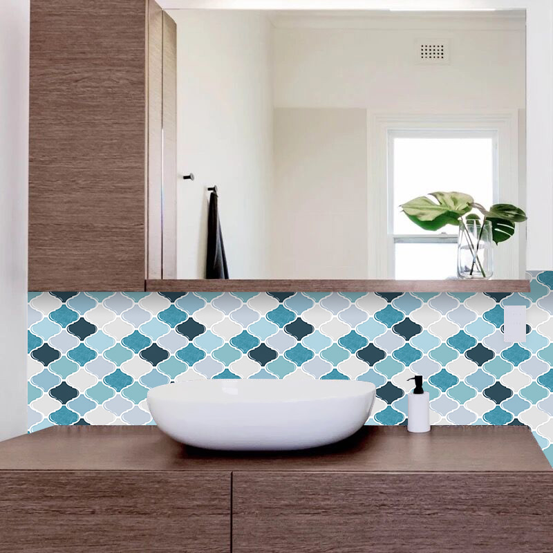 bule lantern-shaped crystal glue wall stickers 3D effect DIY waterproof wallpaper 3d wallpaper for kitchen