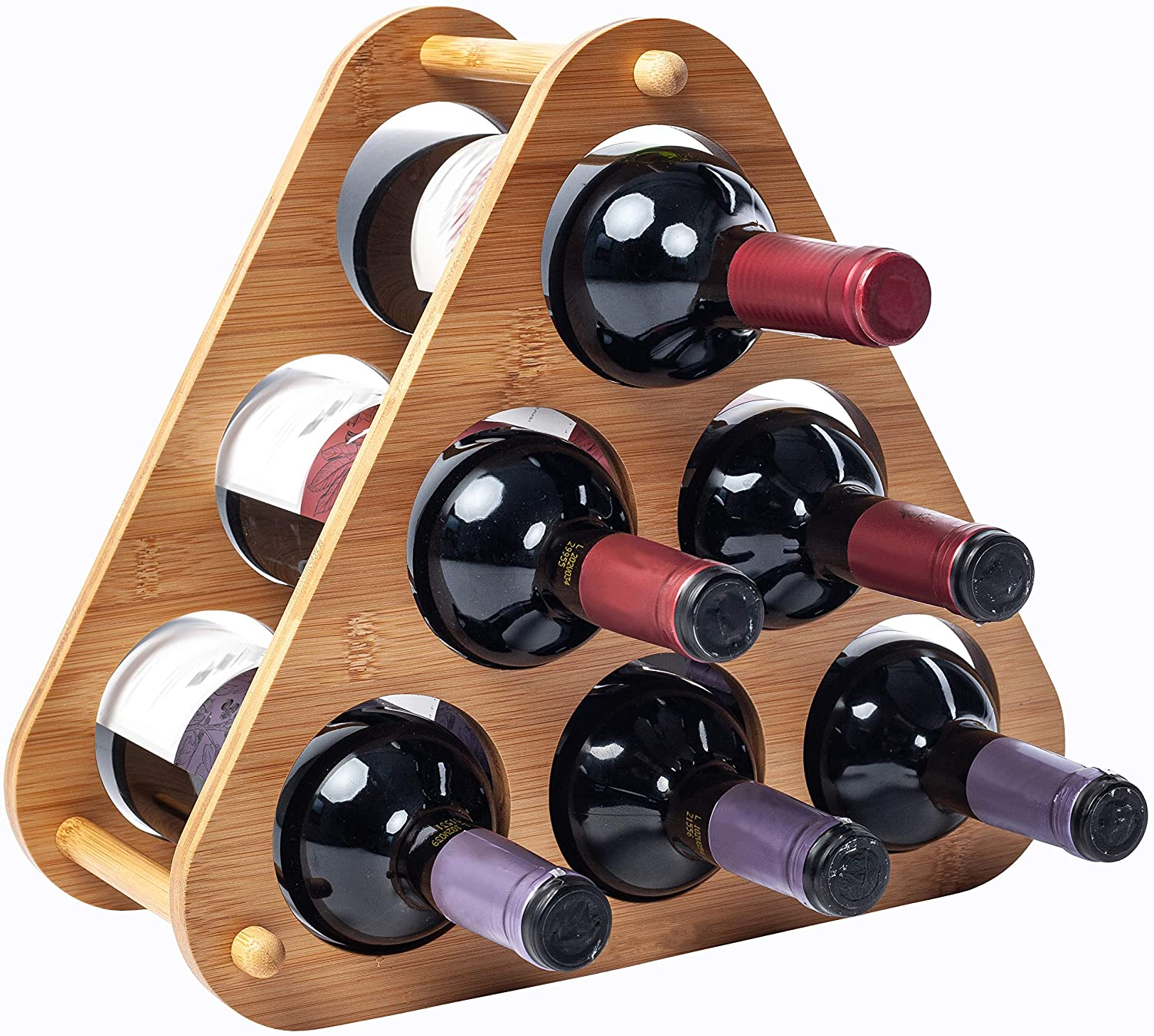 Бамбуковая легкая и портативная Штабелируемая Винная стойка для хранения 6 бутылок, подставка для вина, простая сборка
