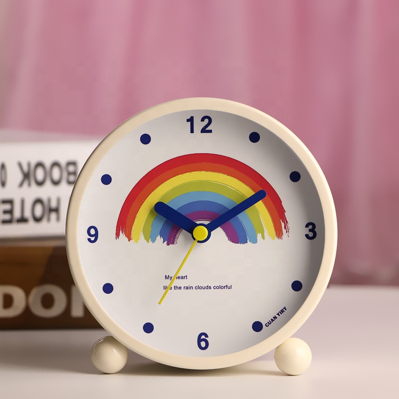 4 inch Round Alarm Clock Non Ticking with Night Light Super Silent Alarm Clock quartz analog metal alarm clock amazon hot sell