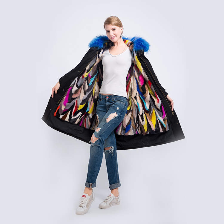 2021 New Designer High Fashion Women Faux Fur Collar Hooded Long Fur Coat For Ladies