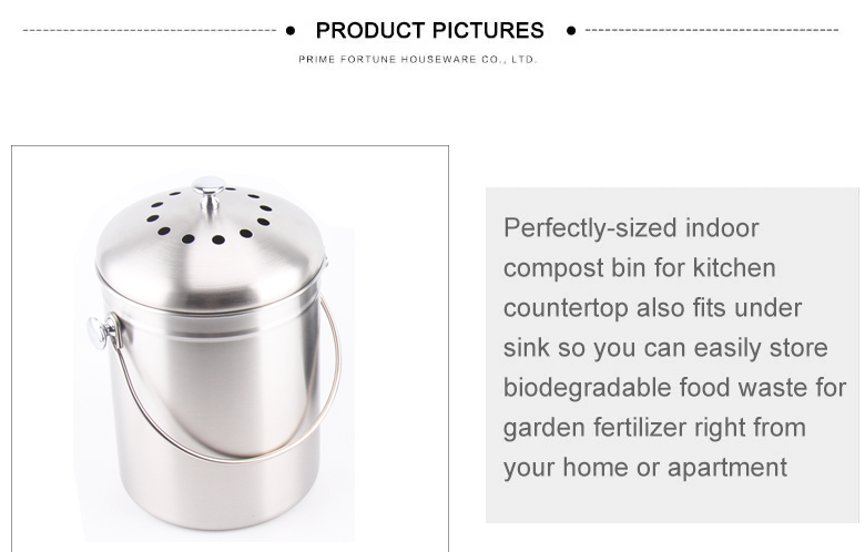 2021 new woodgrain coating compost bin kitchen counter top compost pail with 2 filter inside