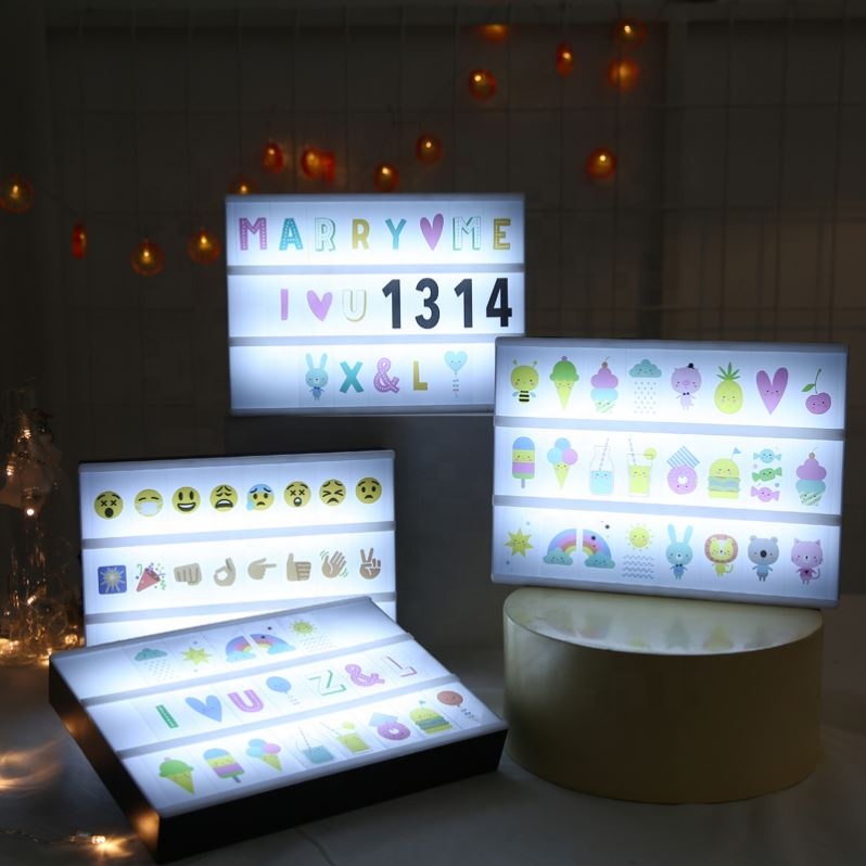 A6 Tamanho Cinematográfico DIY Mini Carta LED Cinema Lâmpada Caixa de Luz Com Letras