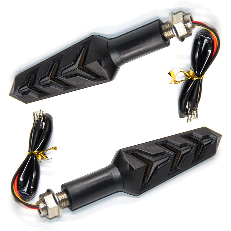 12v LED Янтарный мотоцикл задний задних фонарей, фонарей указателей повтора и лампа Fishbone y-образный последовательного "бегущая вода" мигающий включение света