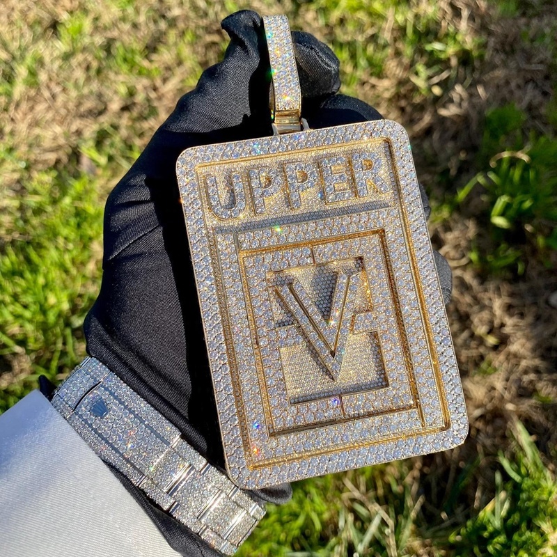 Luxury Custom Hip Hop Pendant Solid 925 Silver Vvs Moissanite Diamond Full Ice out Custom Pendant for Man