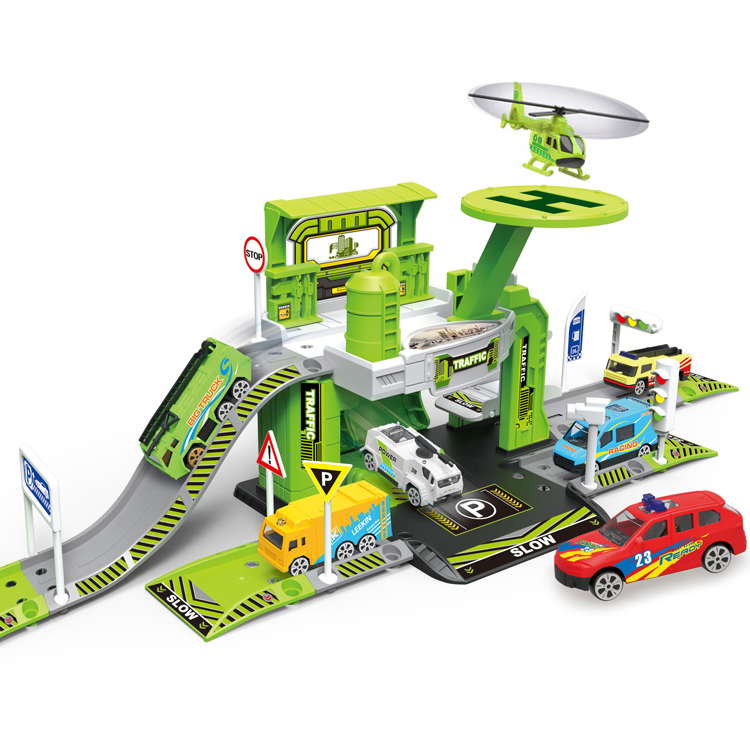 Детский городской гоночный трек, игрушечная парковка, контейнер для хранения, модель автомобиля, игрушки из сплава, набор автомобиля