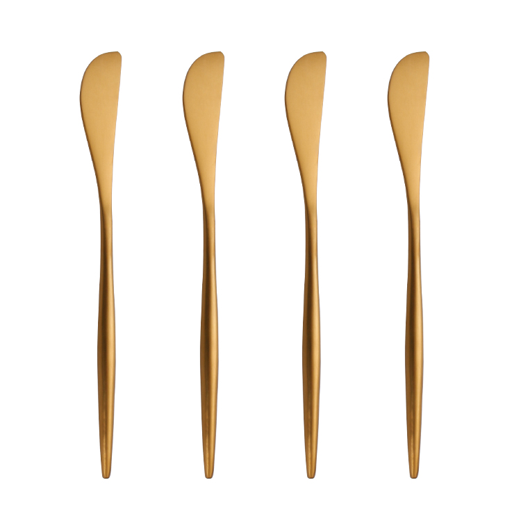 Кухонная посуда, столовые приборы, десерт из сыра, варенье, нержавеющая сталь, золотой нож для нанесения масла