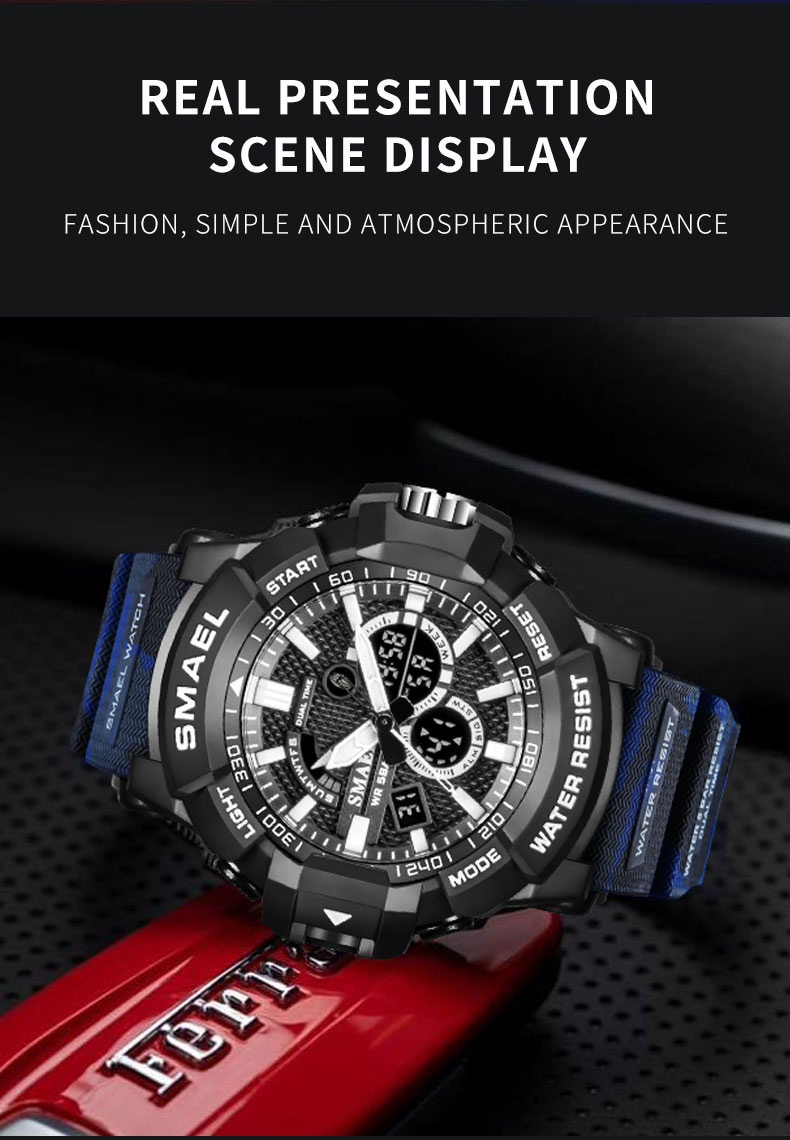 SMAEL 1809MC Factory direct japanese diamond multi-function fashion electronic watch waterproof Men Digital Watch