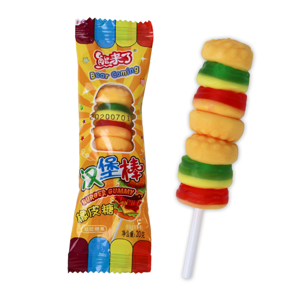 清真软糖迷你胶粘汉堡棒棒糖
