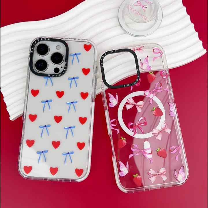 Valentine's Day Cute Heart Bumper Phone Case for iPhone Clear Shockproof Magnetic Cover with Removable Camera Protector Valentine's Day Cute Heart Bumper Phone Case for iPhone Clear Shockproof Magnetic Cover with Removable Camera Protector