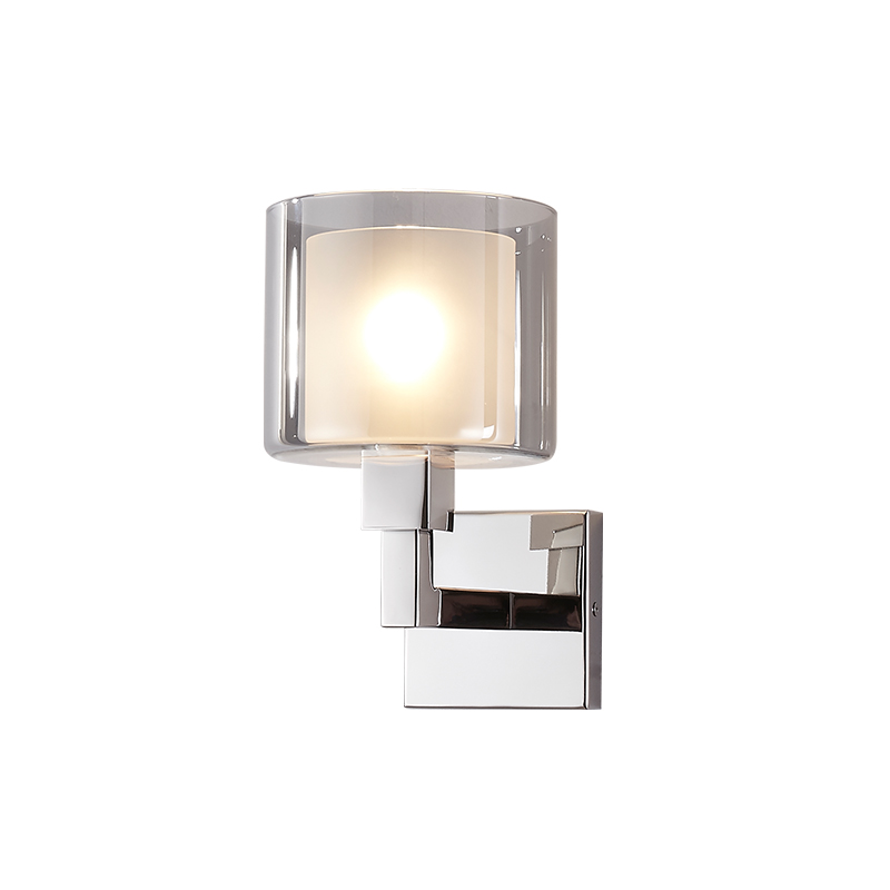 Indoor Wall Sconce 1 Light Wall Mount Light with Clear Glass Contemporary Chrome Bathroom Vanity Wall Light