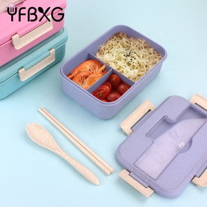 Wheat fiber eco-friendly food grade plastic bento lunch box for kids and adults