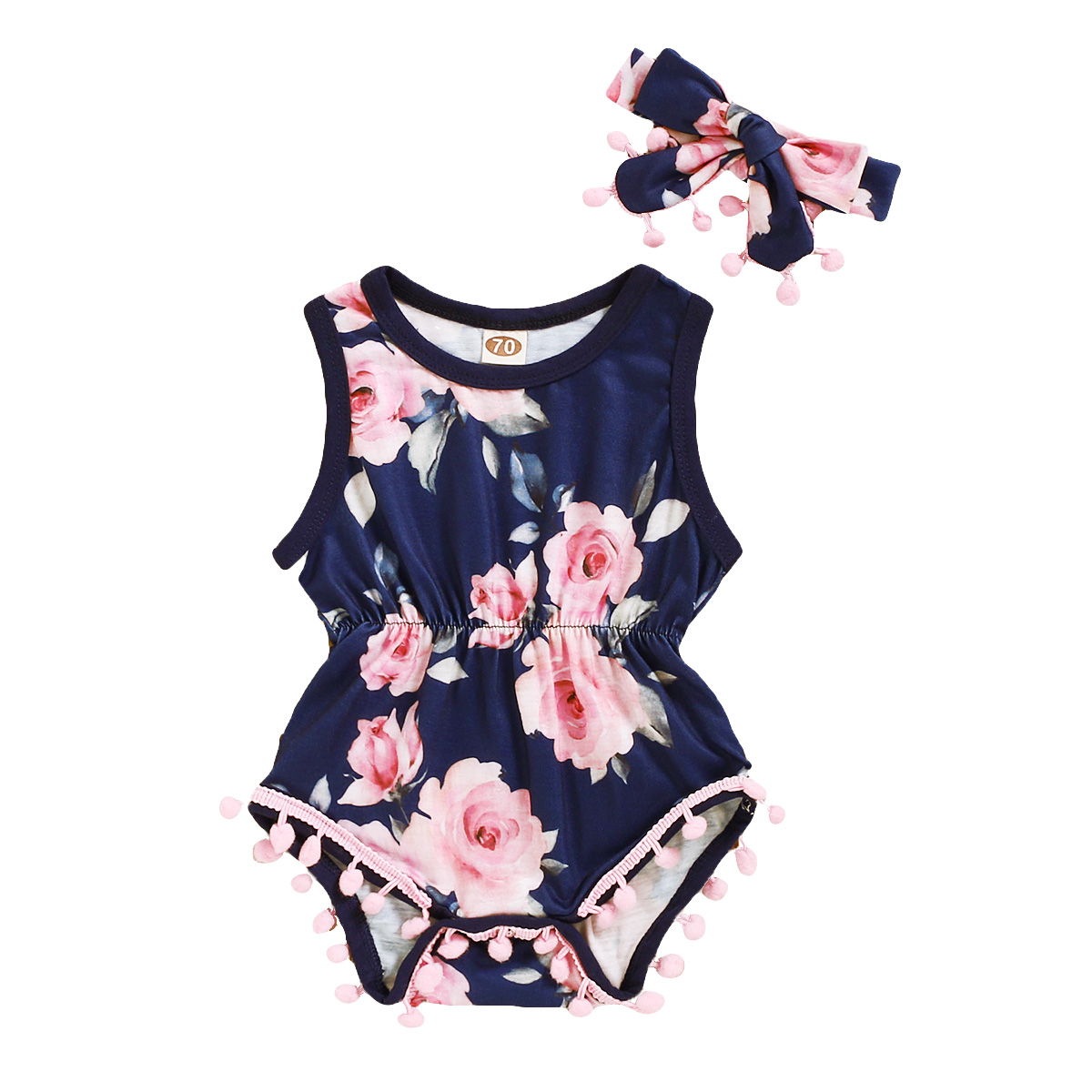 Комбинезоны без рукавов с принтом для маленьких девочек 0-18 месяцев