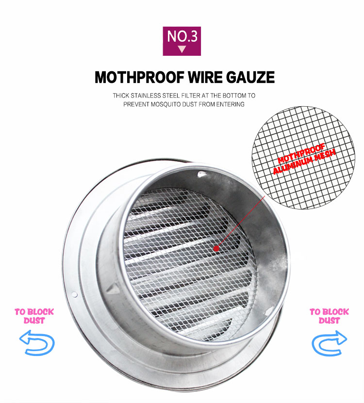 Stainless Steel Ventilation Exhaust Grille Wall Ceiling  Grille Ducting Cover Outlet Heating Cooling Waterproof  Air Vent Cap