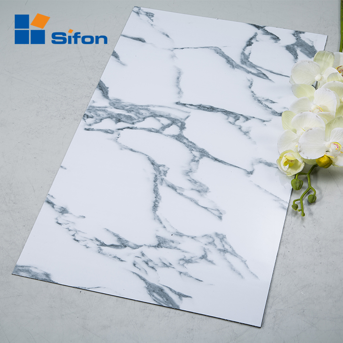 High glossy stone wall cladding 4mm marble composite aluminum panel