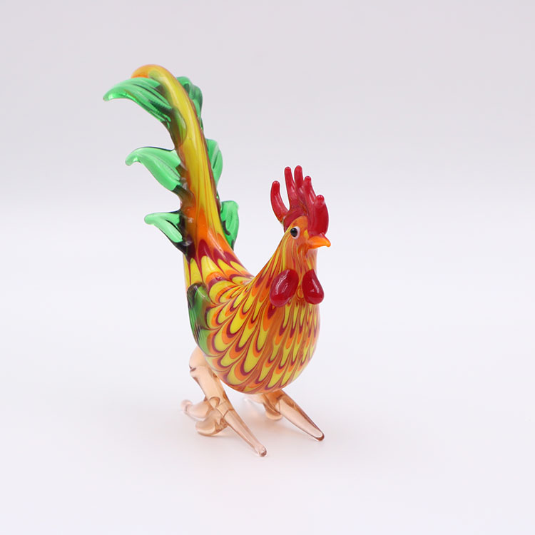 Farm MINIATURE HAND BLOWN Art GLASS Multi Colors Rooster Chicken Animal FIGURINE