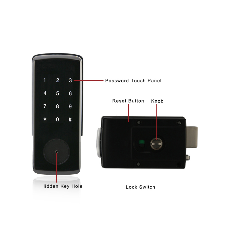 Cerradura electrónica inteligente para puerta con código de tarjeta de perno Digital RIM sin mortaja