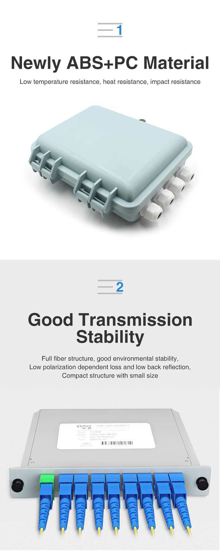 1X8 FTTH Distribution Box 8 Cores Cable Junction Box With Terminal Block