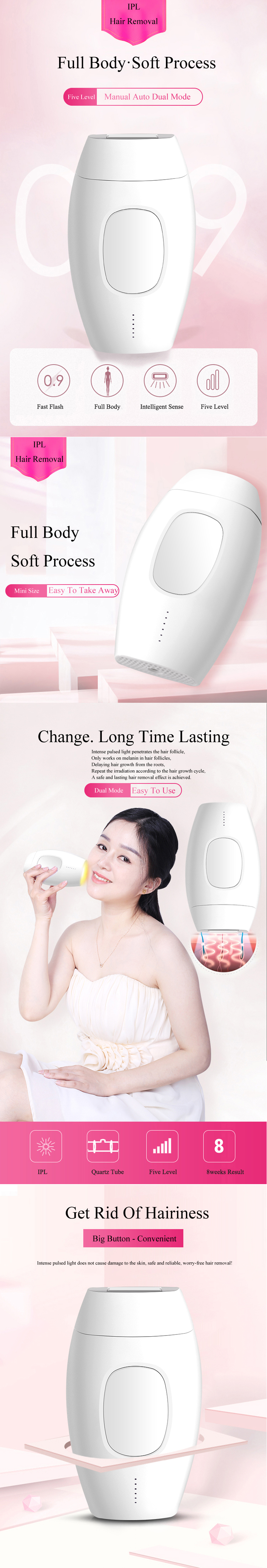 Mini Handset Portable Skin Rejuvenation Display Laser Painless Permanent Hair Removal Remover Epilator Machine Ipl At Home