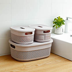 Multi-Color Modern Large Rectangle 18L Plastic Cloth Fruit Basket With Cover Storage Bin