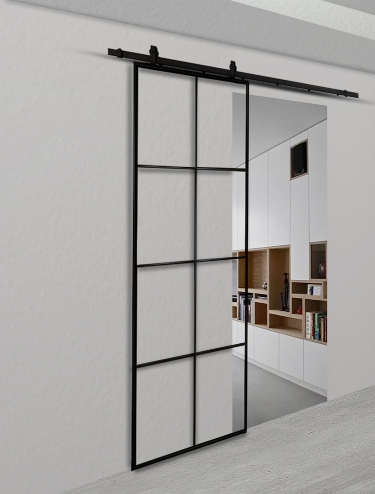 浴室室内淋浴谷仓门铝制双滑动玻璃谷屋门用于客厅