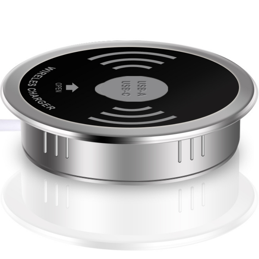 Оптовая продажа, умная офисная мебель Qi, 5 Вт, встроенное настольное водонепроницаемое Беспроводное зарядное устройство с двумя USB-портами, 3 в 1