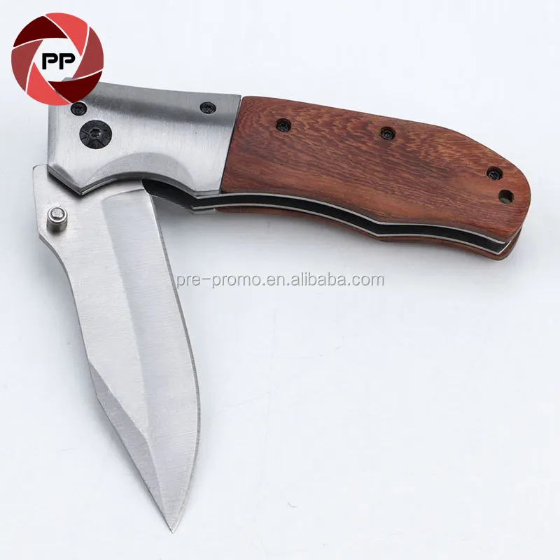 Wooden handle outdoor folding knife