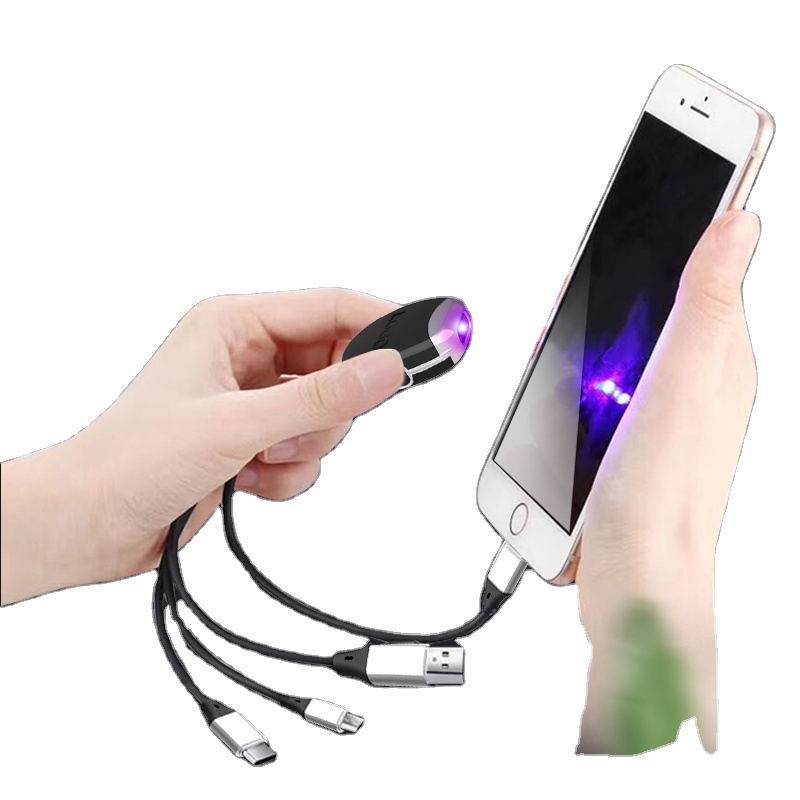Портативный мини стерилизация уф лампа 3 в 1 usb кабель дезинфекция УФ лампа 3A Быстрый кабель для передачи данных