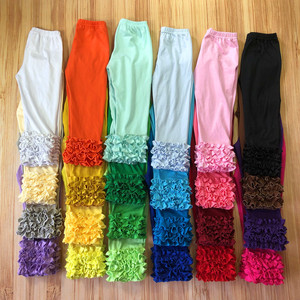Hot sale NO MOQ Sew sassy icing Legging Girls Pants solid color Icing Legging for children wholesale