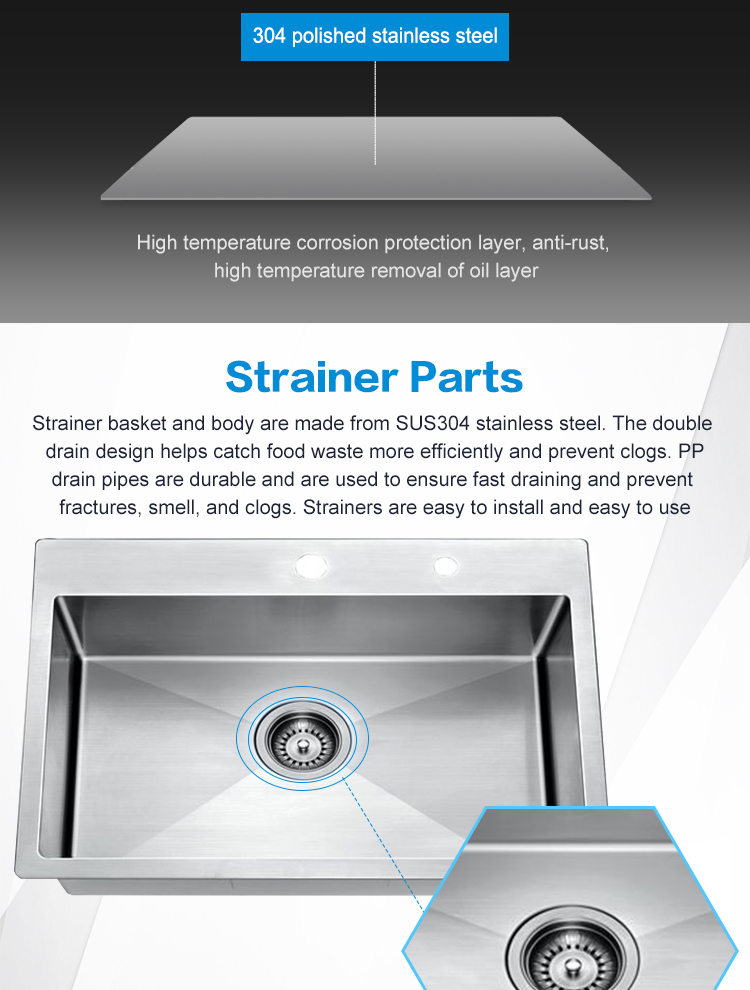 Advanced Technology Products Sink 304 Stainless Steel Modern Metal Kitchen Sink