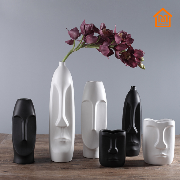 Nordic creative furnishing living room study porch household ornaments ceramic crafts face decoration vase