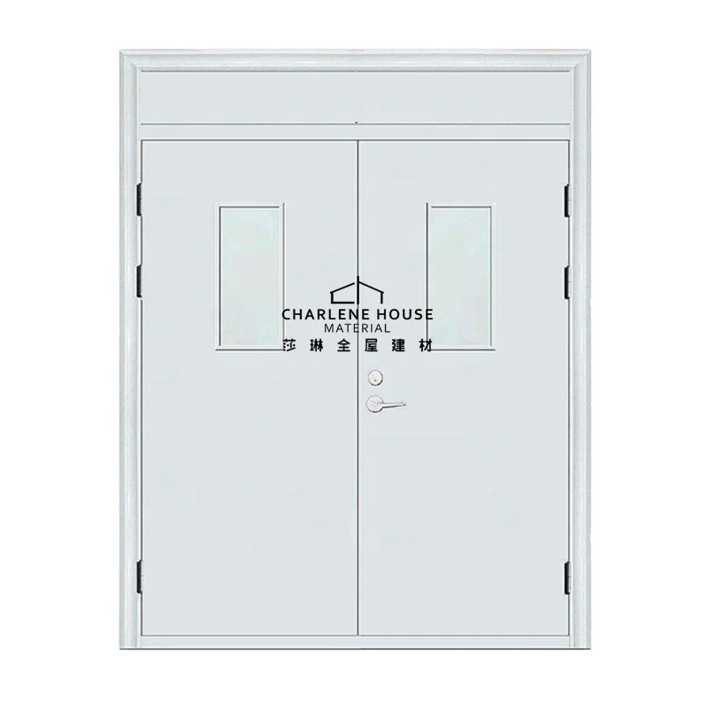 Galvanisé En Acier Porte Coupe-Feu Grosse Sortie Feu Verre Porte En Acier