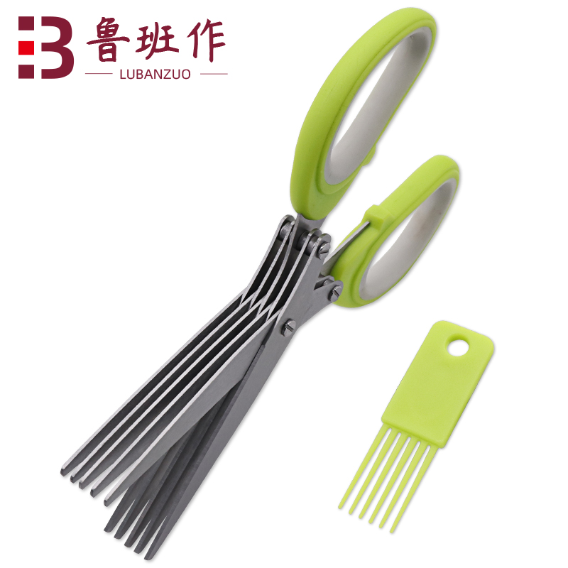 Professional 5 Blade Herb Comb Stainless Steel Kitchen Scissors