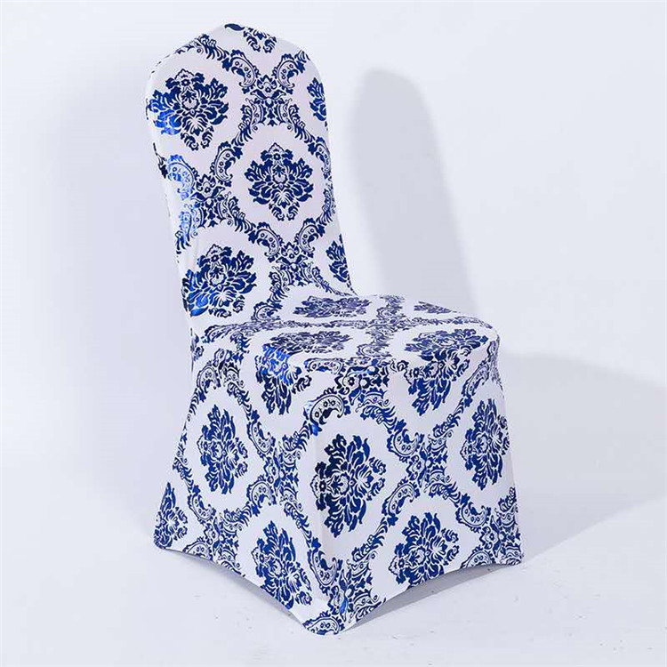 Spandex stretchable blue Gold stamping printing chair covers for event