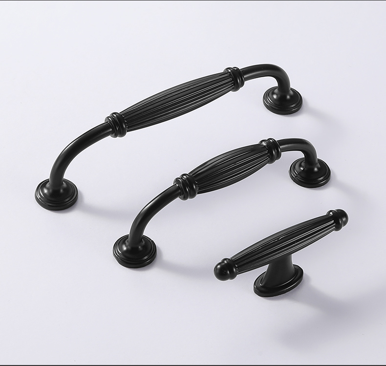 Classical Style Custom Black Zinc Alloy Furniture Drawer Pulls Handles //