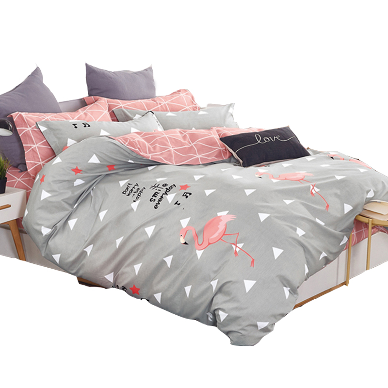 Комплект постельного белья из 100% хлопка с принтом фламинго