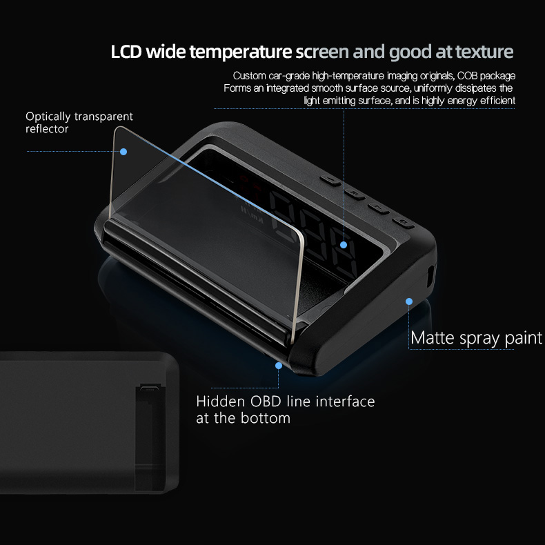 New Hot sell 3inch C100 Auto diagnostic tool obd gauge car HUD Wireless HUD Head Up Display OBD2 Speedometer Alarm