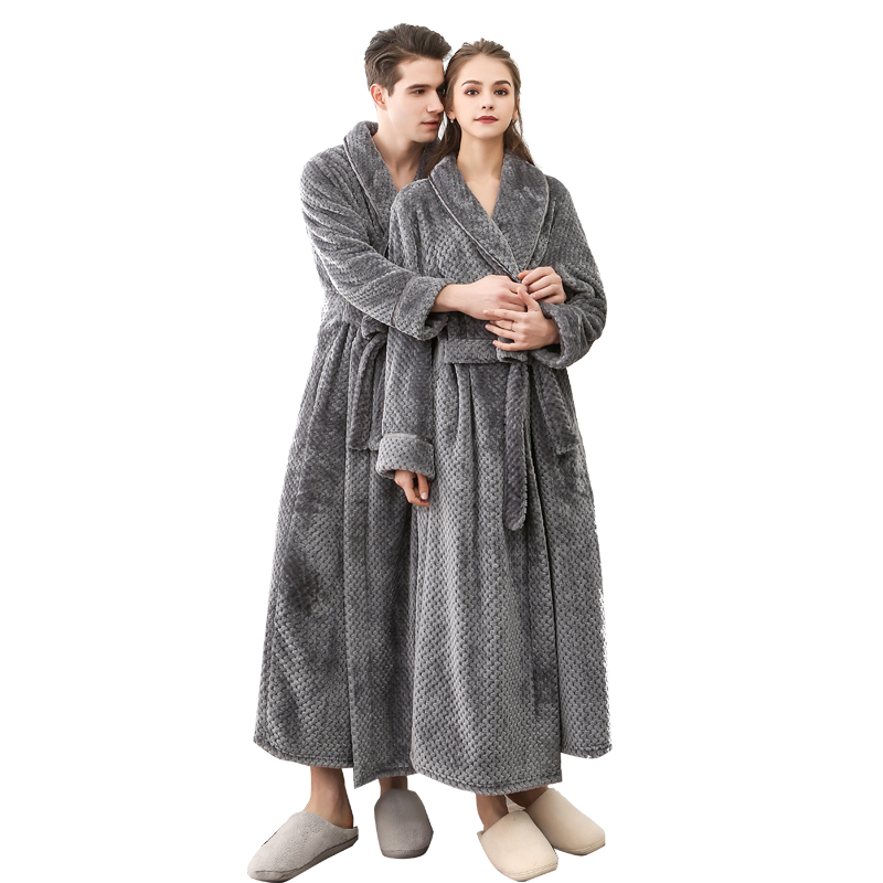 Long Soft Turkish Plush Shawl Collar Spa Bathrobe Gnao Men Warm Kimono Fleece Robe