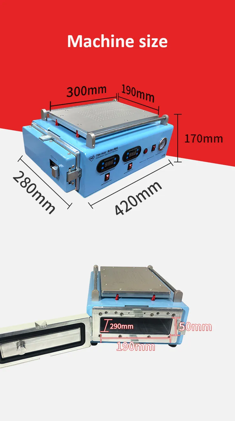 LCD 2 in 1 TBK 968C LCD Screen Separator 12 inch heating separate with autoclave OCA debubble screen separating machine