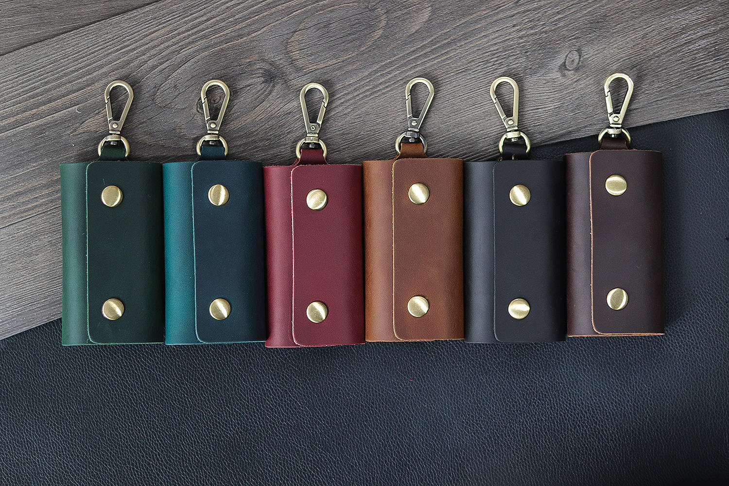 Custom Logo Men Women Handmade Leather Key Wallet Holder