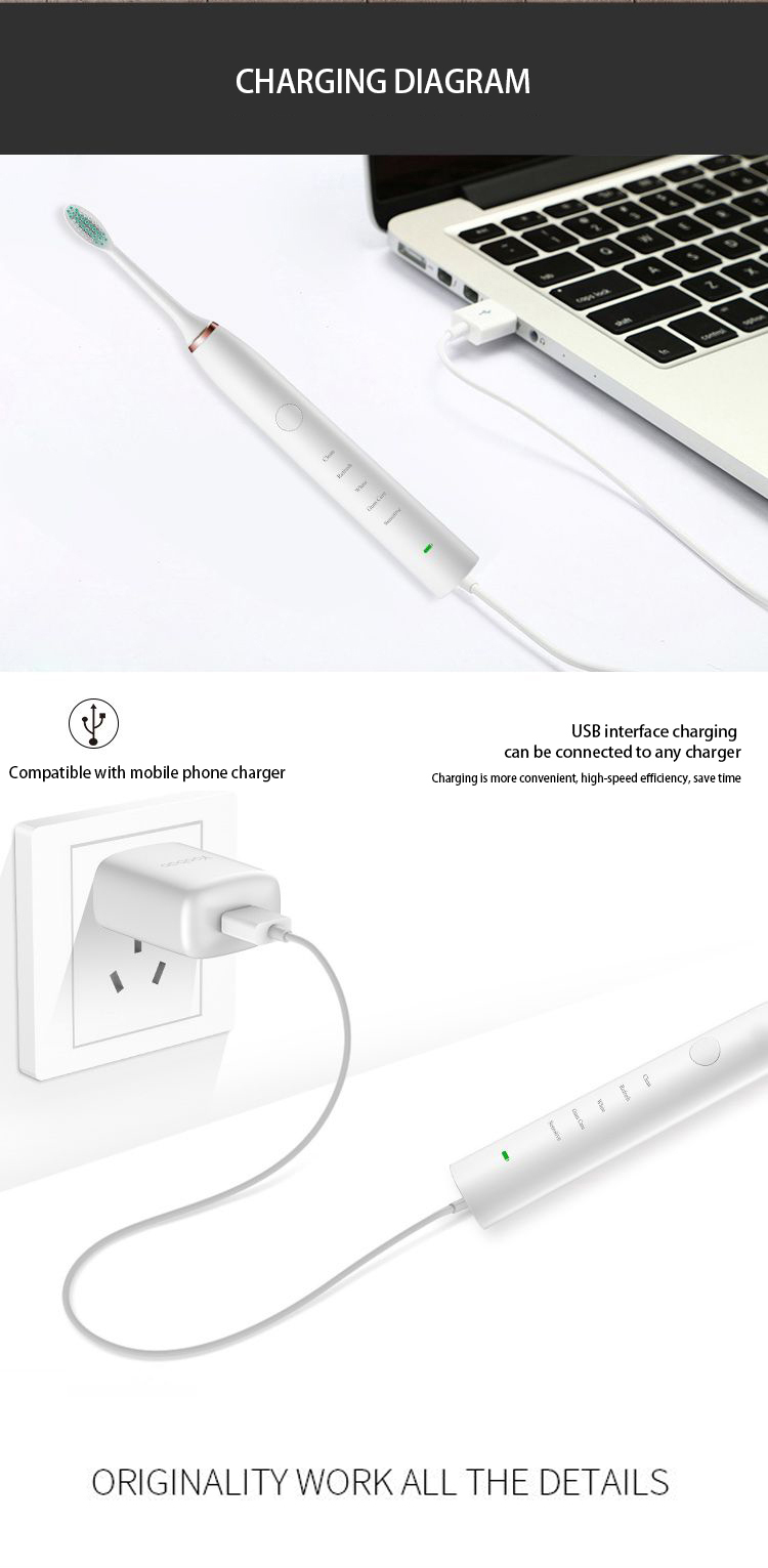 Private Label Portable Replaced An Biodegradable Battery Charger Smart Oscillating Rotating Electric Toothbrush
