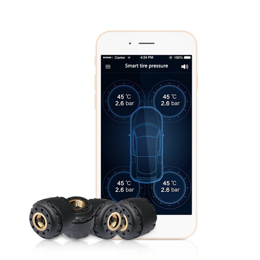 BlE 5,0 2,4 ГГц Kingauto tpms 4 датчика, умная сигнализация, Легкое крепление, система сигнализации давления в шинах