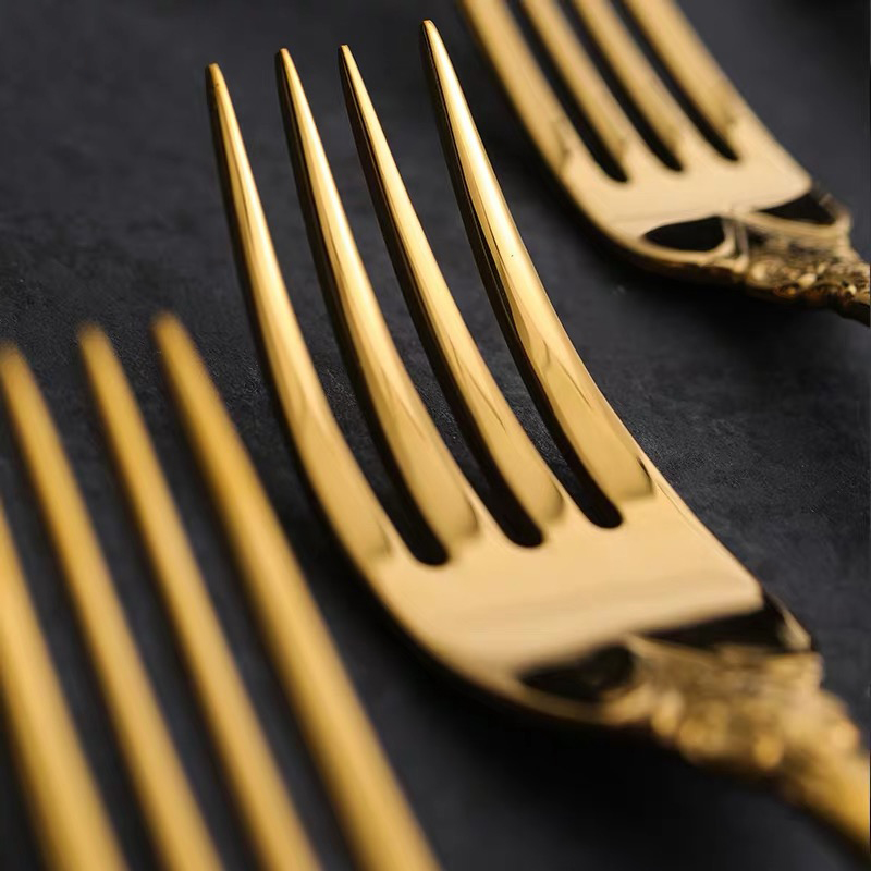European Royal gold cutlery with luxury handle stainless steel 18/10 Tableware High Grade