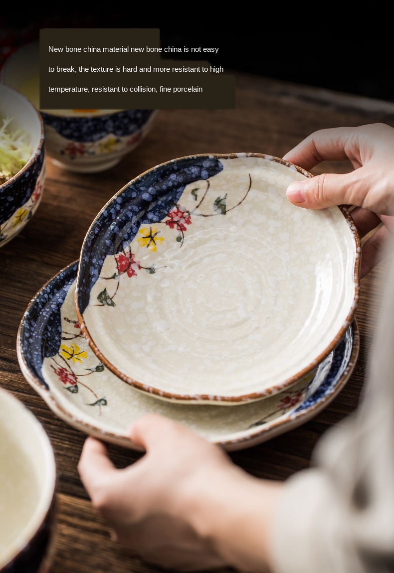 Japanese Ceramic Porcelain Tableware Sets Dinner Service With Flower Pattern Soup Bowl For Home Hotel Restaurant